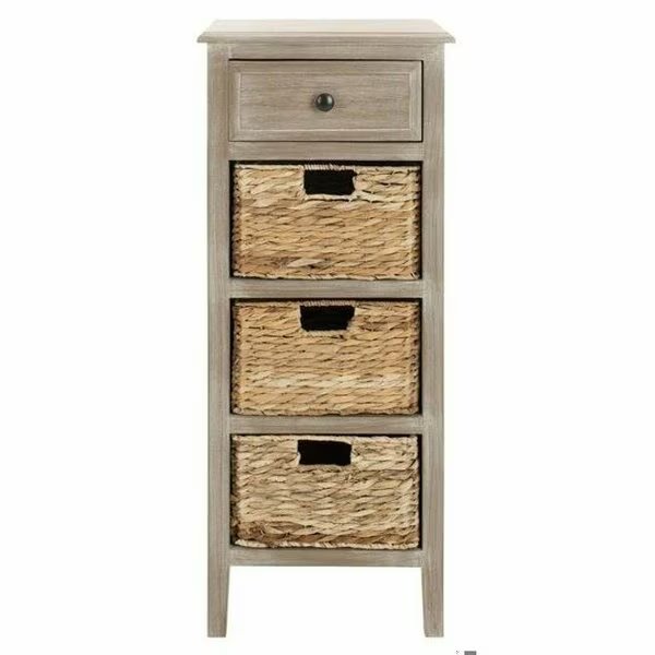 Michaela Drawer Side Table- Vintage White - 35.8 x 11.8 x 15 in., Safavieh, Mfr#: AMH5744E
